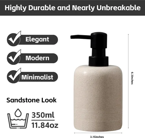 Miniatura 3 de Juego de dispensador de jabón, 2 unidades de 11.8 fl oz, 11 oz, dispensador de loción de jabón de manos para encimera de baño y fregadero de cocina