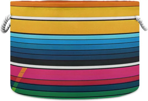 Miniatura 12 de Cesta grande de cuerda de algodón de almacenamiento mexicano Serape manta rayas colorido cesto de lavandería