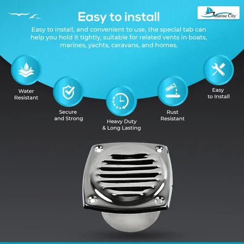 Miniatura 4 de MARINE CITY Hose Vent – 304 Grade Stainless Steel, Durable, Polished, and Easy to Install for Boats, Yachts and Caravans