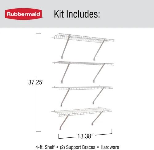 Miniatura 3 de Rubbermaid: kit de estante de lino para montaje directo, longitud de 3 pies, color blanco