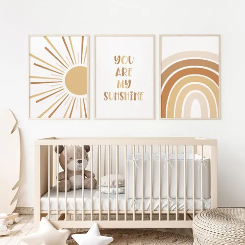 Miniatura 20 de Arte de pared para bebé niño, decoración deportiva para guardería, lienzo de animales de safari, arte de pared de bosque para habitación de bebé