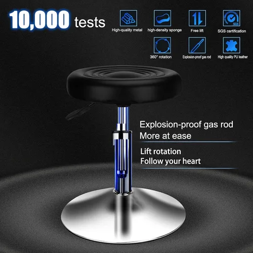 Miniatura 7 de QiCheng & LYS - Taburete redondo de oficina, altura ajustable, taburete de 360 grados, para oficina, hogar, cocina, belleza, taburete sin ruedas