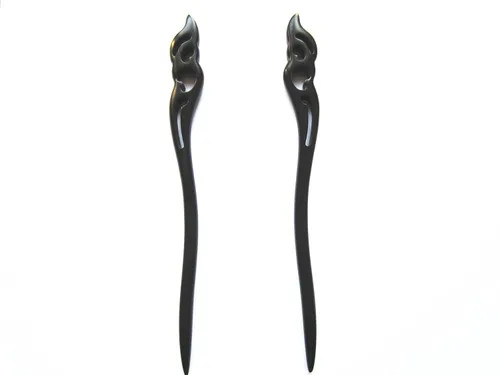 Miniatura 6 de Zz-bg-charming - 2 unidades de palillos para el cabello, ébano natural (sándalo negro) hecho a mano, tallados a mano, chal, paquete de 2 piezas