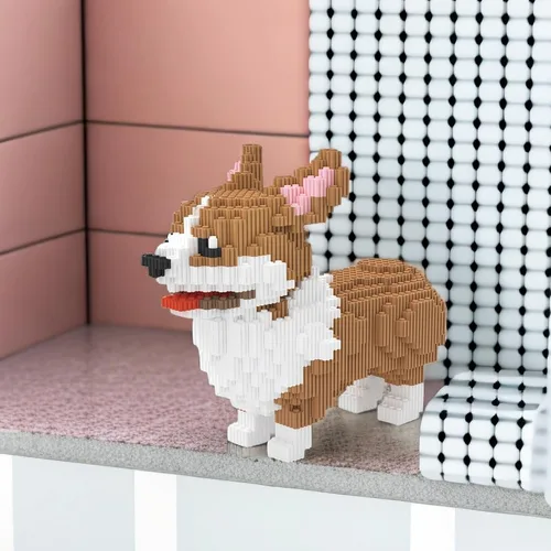 Miniatura 6 de Mini bloques de construcción Larcele de perros, ladrillos de juguete para construir mascotas, 950 piezas KLJM-02, Gran Corgi