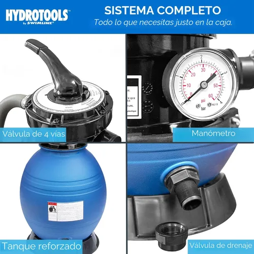 Miniatura 6 de SWIMLINE HYDROTOOLS Sistema completo de filtro de arena, tanque de 12 pulgadas, para piscinas sobre el suelo de hasta 8,000 galones, bomba de una