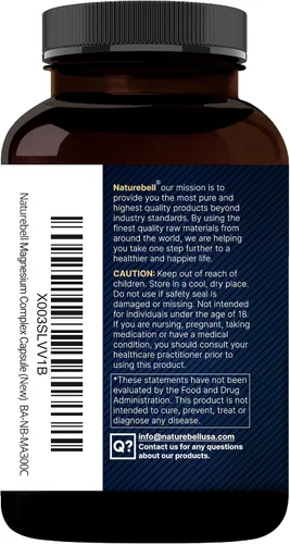 Miniatura 7 de NatureBell - Suplemento complejo de magnesio de 500 mg, 300 cápsulas, 10 formas activas, glicinato, citrato, taurato y más, 100 % quelado