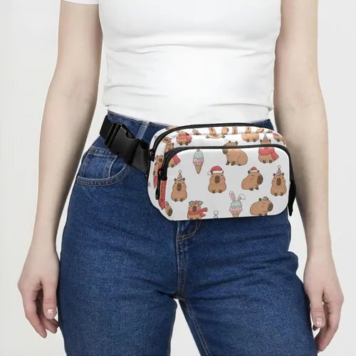 Miniatura 7 de Capybara Christmas White Fanny Packs for Women Men Belt Bag Fashion Waist Packs Crossbody Bag Casual Waist Pouch Bum Bags for Workout