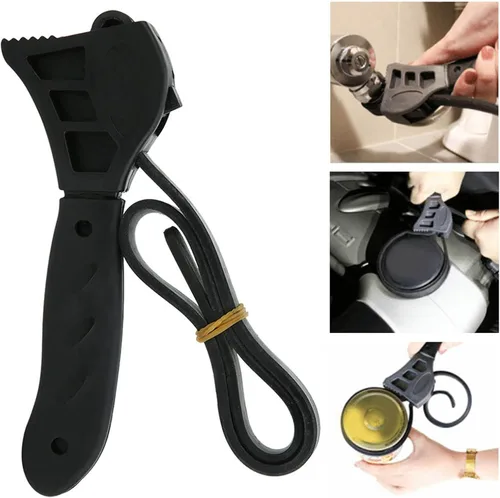 Miniatura 5 de Qiilu Llave de correa de correa Llave de filtro de aceite Llave de correa de goma Llave de correa de goma Llave de cinturón Abrebotellas Herramienta