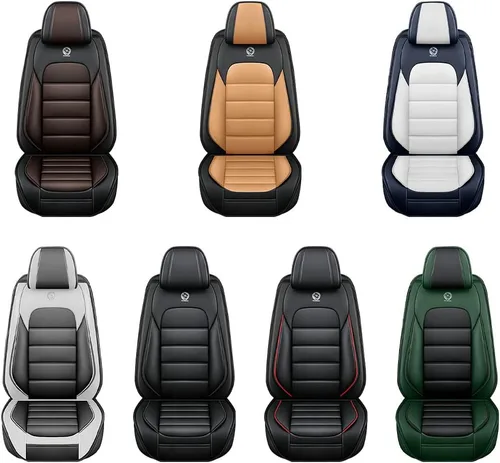 Miniatura 7 de Fundas de asiento de automóvil para Hyundai Elantra 2002-2025, impermeables, suaves, transpirables, de piel sintética, con bolsillos de Negro&rojo