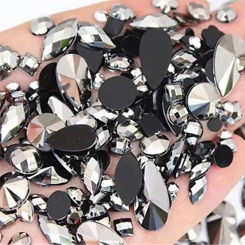 Miniatura 20 de 1000 gemas de cristal AB de diamantes de imitación coloridos, joyas de piedras preciosas acrílicas con parte trasera plana, manualidades para 00