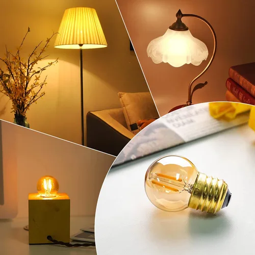 Miniatura 4 de Bombillas LED G40 Edison de filamento mini globo de 1 W equivalente a 10 vatios incandescentes - E26 base de tornillo bombillas LED ultra cálidas