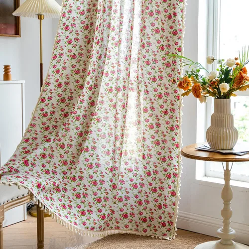 Miniatura 16 de STACYPIK Cortinas rústicas florales para ventana, cortinas semiopacas transpirables de 63 pulgadas de largo, 2 paneles lavables, cortinas filtrantes