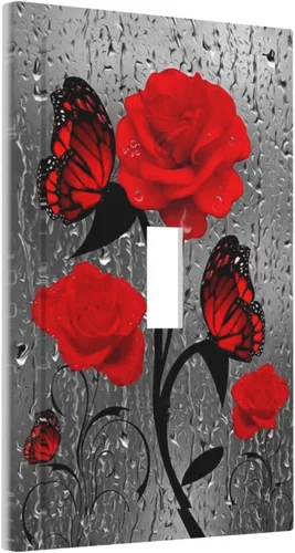 Miniatura 43 de Cubierta de interruptor de luz rosa brillante con purpurina de 1 banda, sin dispositivo, placa de pared en blanco decorativa para adolescentes, Rosa