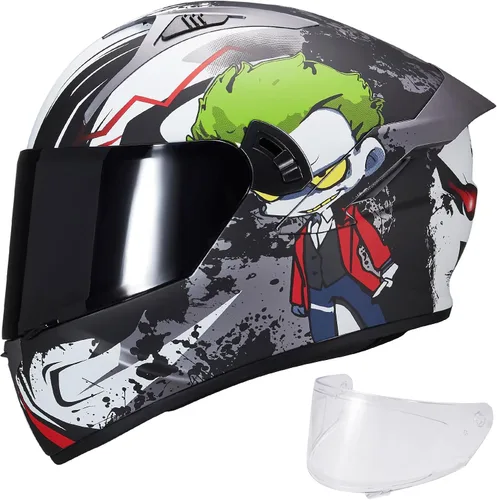 Miniatura 16 de VCOROS Casco integral de doble visera para motocicleta para adultos, Casco de moto de calle y carrera X9 aprobado por DOT con visera negra