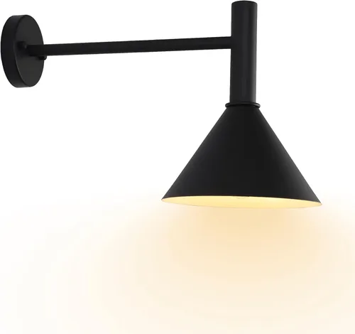 Lámpara de granero de cuello de cisne negro satinado de 19 pulgadas con brazo de extensión largo de 15 pulgadas, aplique de pared de granja,