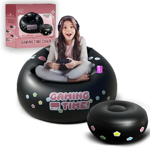FranFusion Silla Hinchable Rosa para Juegos para Niños y Adolescentes con Portavasos y Bolsillo Lateral - Esta Silla de Juego de Puf de Aire es el