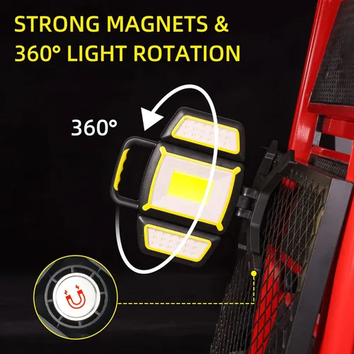 Miniatura 4 de YZONI Luz de trabajo recargable, luz de trabajo LED de 30 W 3000 lúmenes con 5 modos, luces magnéticas alimentadas por batería con diseño plegable