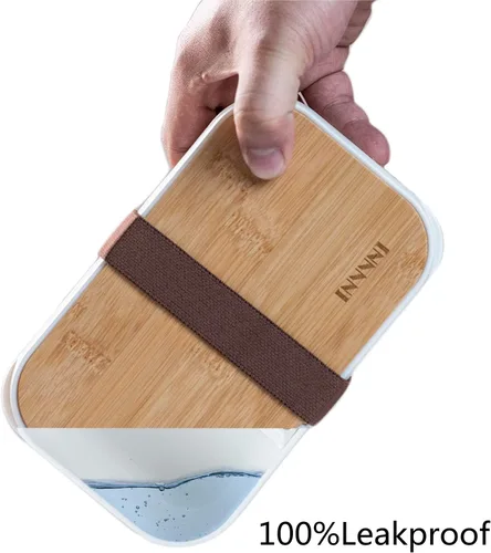 Miniatura 4 de Bento Box - Lonchera de bambú para adultos, a prueba de fugas, hermética, sin BPA, color blanco