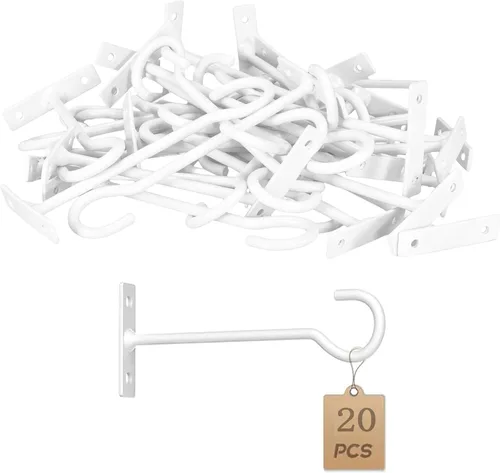 Miniatura 23 de Ganchos para plantas, paquete de 2 soportes de metal para colgar plantas de 6 pulgadas, gancho decorativo para comederos de pájaros, macetas, Negro