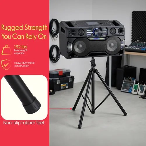 Miniatura 5 de Soporte universal tipo trípode para altavoz de DJ con altura ajustable, fabricado con acero resistente y duradero