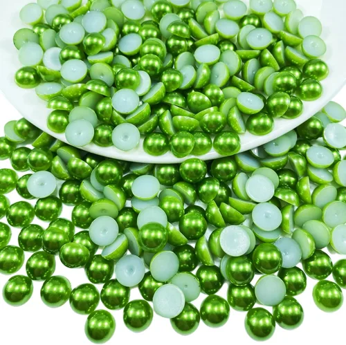 Miniatura 18 de 1000 perlas medias redondas de resina con parte trasera plana de 0.236 pulgadas para manualidades, para cara, uñas, vasos, ropa, zapatos, álbum