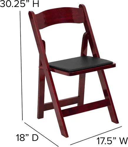 Miniatura 3 de HERCULES™ silla plegable de madera blanca, con asiento acolchado, Vidrio, Negro
