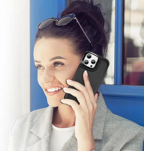 Miniatura 6 de Bizzib Funda Wallt para iPhone 14 Pro Max con tarjetero, piel sintética de alta calidad con soporte plegable, ranuras para tarjetas, protección