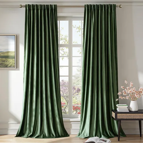 Miniatura 34 de PRIMROSE Cortinas de terciopelo champán de 63 pulgadas de largo para sala de estar, juego de 2 paneles opacos, bolsillo para barra, pestaña trasera