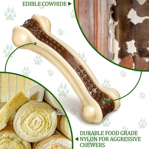 Miniatura 5 de Sosation Juguetes para perros con forma de huesos para masticadores agresivos, paquete de 2 juguetes para masticar para cachorros, de nailon, sabor