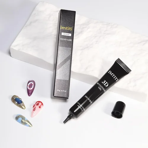Miniatura 5 de Gel para esculpir arte de uñas 3D de 0.51 onzas, multifuncional para moldear dibujo y pegamento de gemas, gel transparente que no se limpia