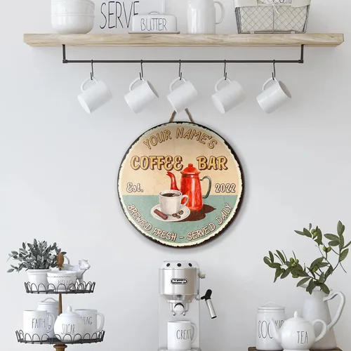 Miniatura 4 de Artsy Woodsy Letrero personalizado de madera para barra de café (no tallada o neón), placa de pared para decoración de cocina, regalos 11