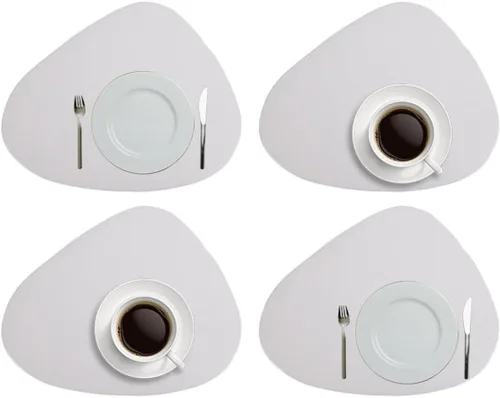 Miniatura 8 de Juego de 4 manteles individuales de cuero negro, manteles individuales para cena de boda, se puede limpiar y lavar, mantel individual antideslizante