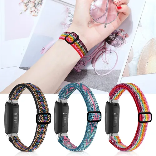 Miniatura 4 de Bandas elásticas compatibles con Fitbit Inspire 2 / Inspire HR/Inspire, correa de nailon elástico suave ajustable Solo Loop Correa de repuesto