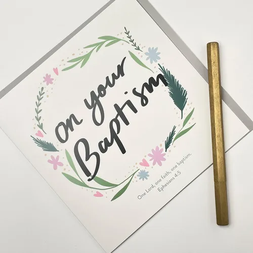 Miniatura 2 de Old English Co. Bonita tarjeta de bautismo para niño o niña, tarjeta religiosa floral para celebración de un día especial, para ahijado, ahijada