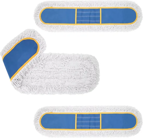 Miniatura 7 de Trapeador de polvo comercial de 24 pulgadas para limpieza de suelos, plumero resistente con 2 almohadillas de algodón reutilizables, mango largo