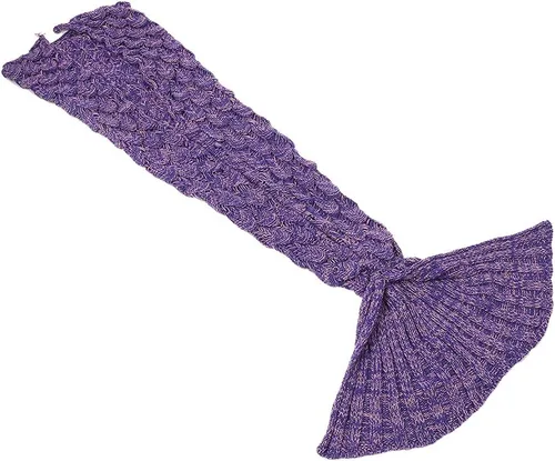 Miniatura 5 de AmyHomie Manta de cola de sirena, manta suave para niños, saco de dormir de sirena de ganchillo, regalo de sirena para niñas