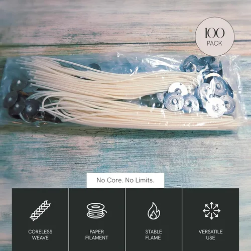 Miniatura 3 de CD-4 Mechas para hacer velas, ideales para ceras a base de vegetales, trenzas planas, mechas sin núcleo para hacer velas y llama consistente, 6