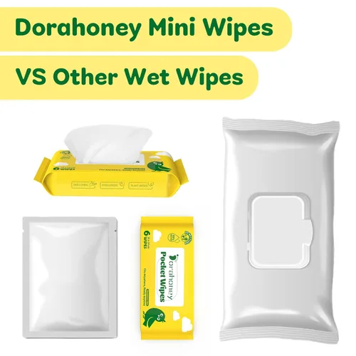 Miniatura 6 de Toallitas húmedas de viaje sin perfume, 99% de agua purificada para pieles sensibles, toallitas de bolsillo hipoalergénicas y sin plástico, 48
