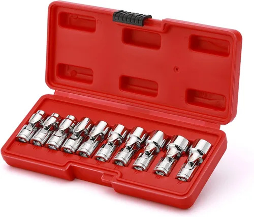 Miniatura 6 de EMENTOL Juego de llaves de vaso universal de 10 unidades, 3/8 pulgadas, 6 puntos, juego de enchufes flexibles universales métricos, CR-V, cabeza