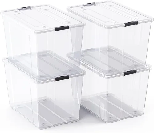 Miniatura 10 de Lifetime Appliance Parts paquete de 6 contenedores organizadores de almacenamiento de plástico de 34 cuartos de galón con tapa ultra duradera
