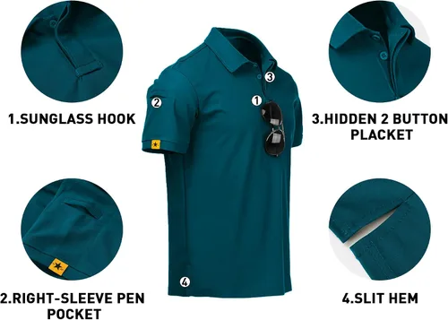 Miniatura 4 de V VALANCH Mens Polo Shirts Short Sleeve Moisture Wicking Golf Polo Athletic Collared Shirt Tennis T-Shirt Tops