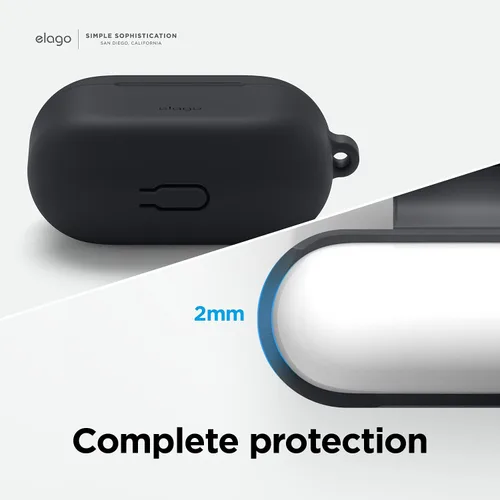 Miniatura 7 de elago Funda de silicona compatible con AirPods de tercera generación, compatible con AirPods 3, mosquetón incluido, soporta carga inalámbrica, Negro