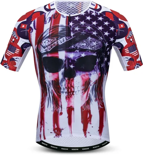 JPOJPO Maillot de ciclismo para hombre, camisetas de ciclismo S-3XL, poliéster, cremallera reflectante, 4 bolsillos