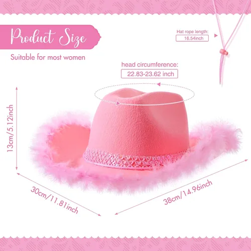 Miniatura 2 de Unittype 12 piezas de sombrero de vaquera de lentejuelas de plumas para mujer, fiesta, cumpleaños, Halloween, disfraz occidental, juego de rol