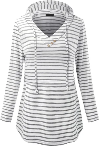 Miniatura 2 de QUINEE sudadera con capucha para mujer de manga larga a cuadros, bloque