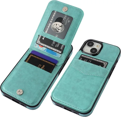 KIHUWEY Compatible con estuche de billetera 15 con soporte para tarjeta de crédito, funda protectora de cuero premium con cierre magnético y soporte