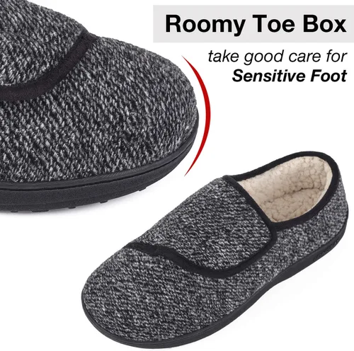 Miniatura 3 de LongBay Pantuflas de casa para diabéticos para hombre, de espuma viscoelástica, cómodas, extra anchas y antideslizantes