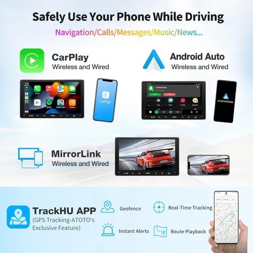 Miniatura 3 de ATOTO A6 PF Estéreo Android para automóvil, radio doble DIN, CarPlay inalámbrico y Android Auto inalámbrico, Mirror Link, seguimiento