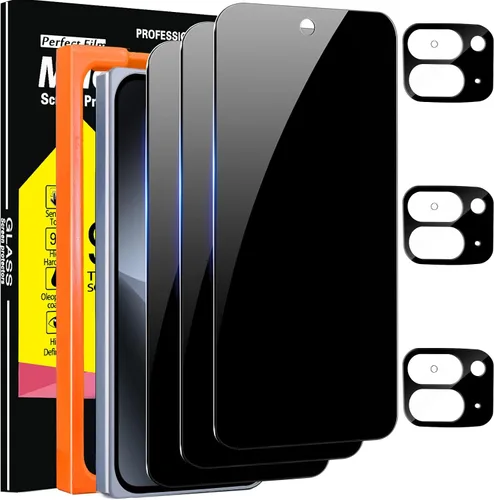 Milomdoi Paquete de 3 protectores de pantalla de privacidad para Google Pixel 10 Pro Fold de vidrio templado con 3 protectores de lente de cámara,