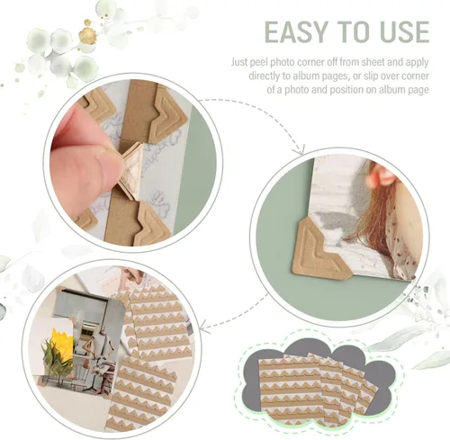 Miniatura 3 de Lineco Esquinas fotográficas de papel kraft sin ácidos de 0.5 pulgadas, autoadhesivas, sensibles a la presión, no amarillean, monta imágenes sin